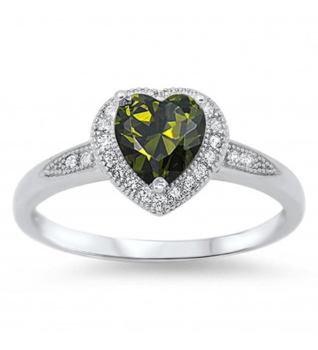 Simulated Peridot Heart Sterling Silver