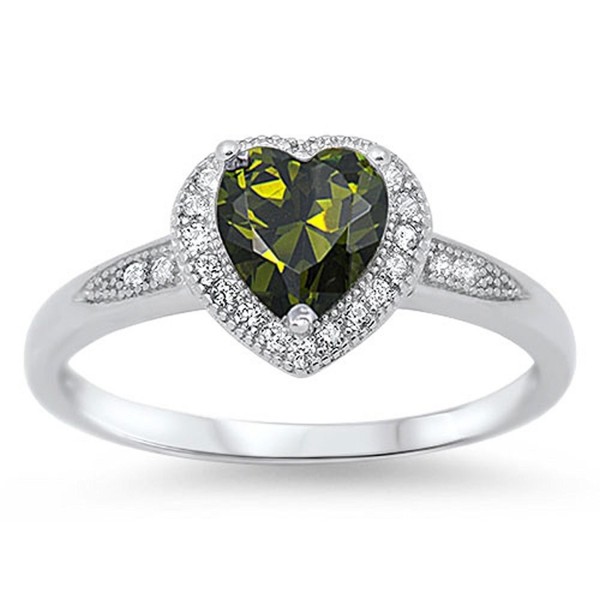 Simulated Peridot Heart Sterling Silver