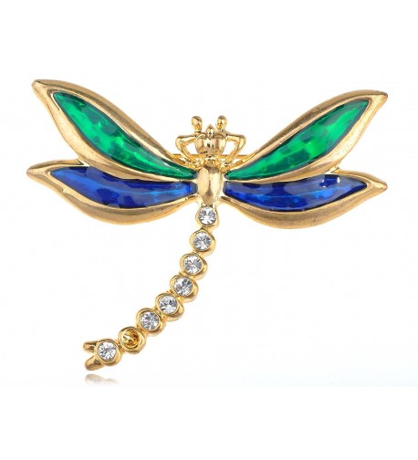 Alilang Golden Rhinestones Dragonfly Insect