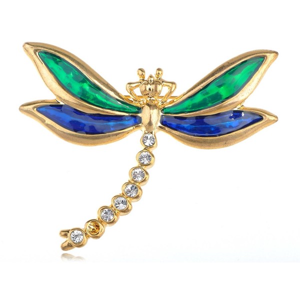 Alilang Golden Rhinestones Dragonfly Insect