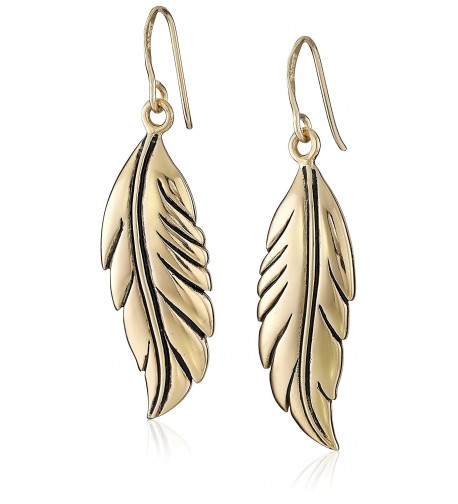 Barse Bronze Feather Drop Earrings