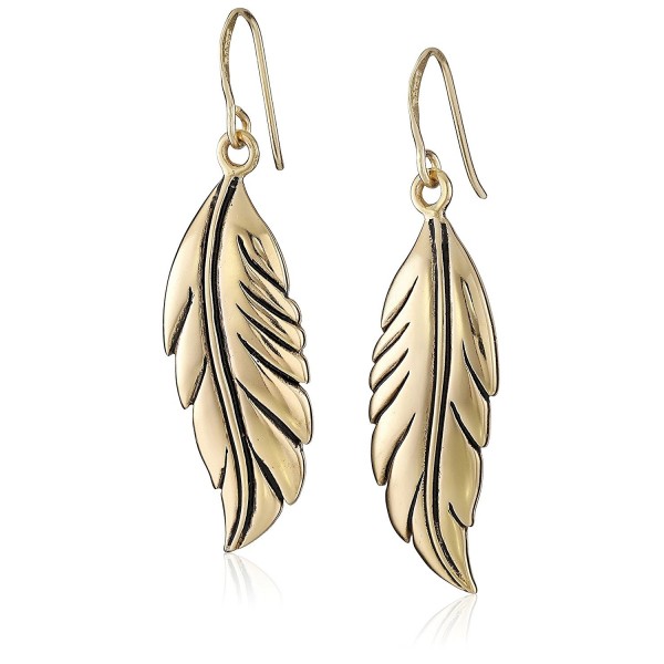 Barse Bronze Feather Drop Earrings