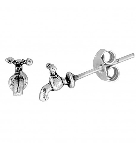 Tiny Sterling Silver Faucet Earrings