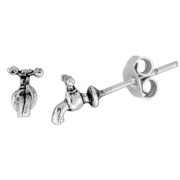 Tiny Sterling Silver Faucet Earrings