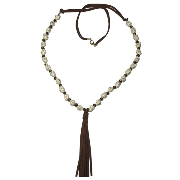 Leather Tassel Beaded Necklace Earring