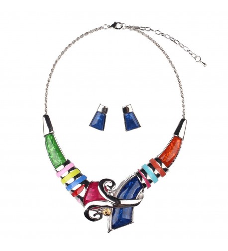 Hamer Multi color Statement Necklace Earrings