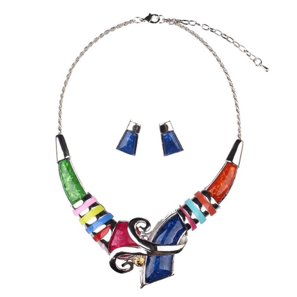 Hamer Multi color Statement Necklace Earrings