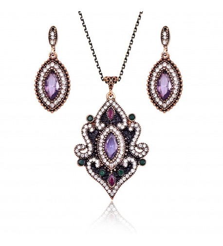 LUYUAN Vintage Gemstone Pendant Necklace