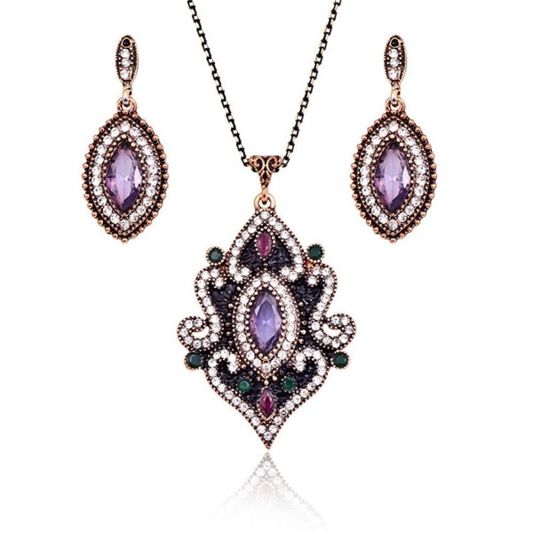 LUYUAN Vintage Gemstone Pendant Necklace