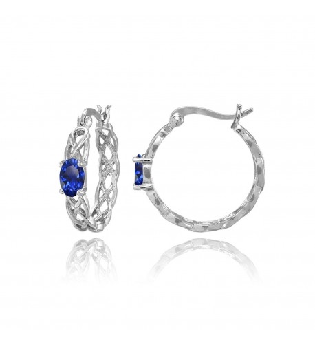 Sterling Silver Created Sapphire Earrings