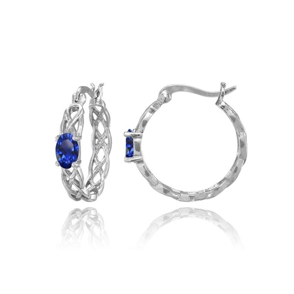 Sterling Silver Created Sapphire Earrings