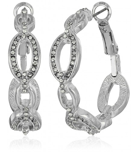 Tahari Frozen Link Hoop Earrings