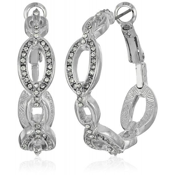 Tahari Frozen Link Hoop Earrings