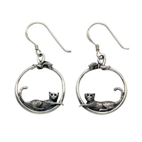 Sterling Silver Hoop Mouse Earrings