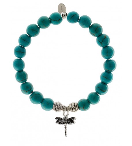 EvaDane Turquoise Gemstone Dragonfly Bracelet