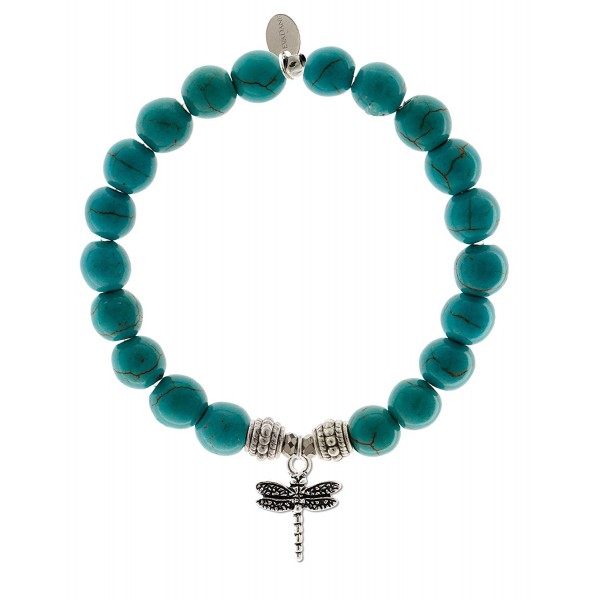 EvaDane Turquoise Gemstone Dragonfly Bracelet