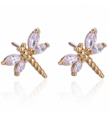 YAZILIND Filled Zirconia Dragonfly Earrings