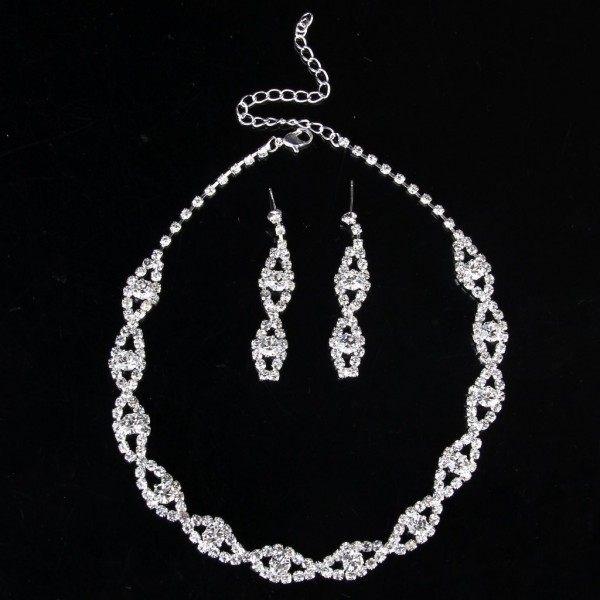 Jewelry Wedding Rhinestone Necklace Earrings