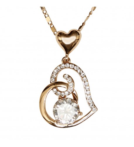 Heart Rose Plated Pendant Necklace