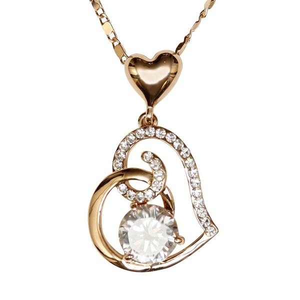 Heart Rose Plated Pendant Necklace
