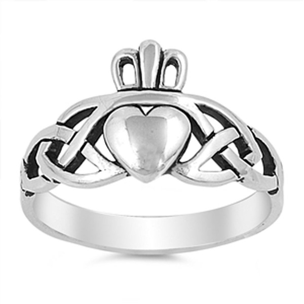 Oxidized Celtic Claddagh Sterling Silver