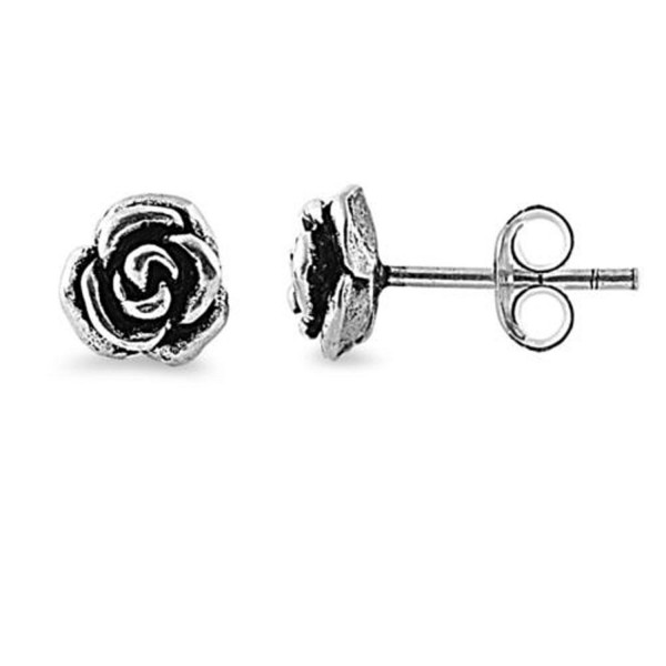 Sterling Silver Rose Stud Earrings