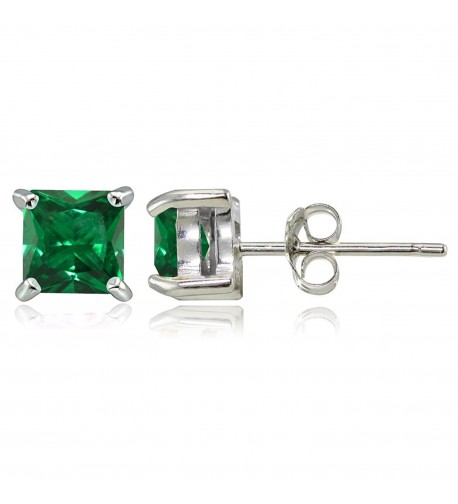 Sterling Silver Created Emerald Earrings