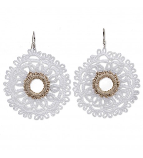 NOVICA Crochet Cotton Earrings Sterling