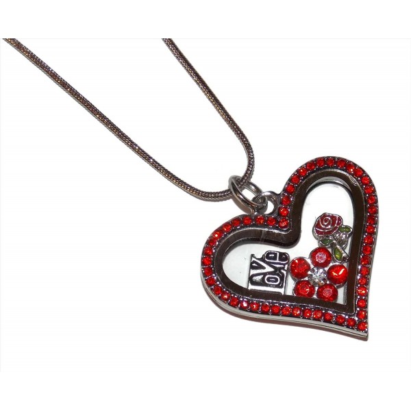 Red Heart Floating Locket Necklace