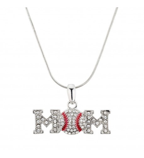 Baseball Mom Pendant Necklace Crystal
