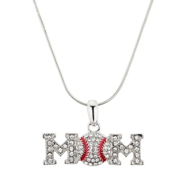 Baseball Mom Pendant Necklace Crystal