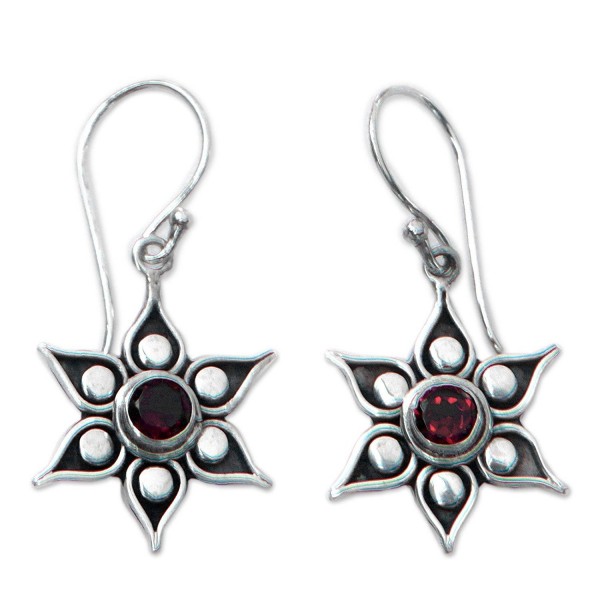 NOVICA Sterling Earrings Accents Poinsettias