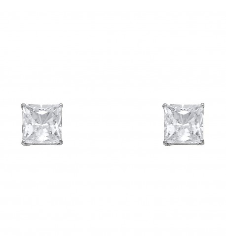 Princess Square Solitaire Basket Earrings