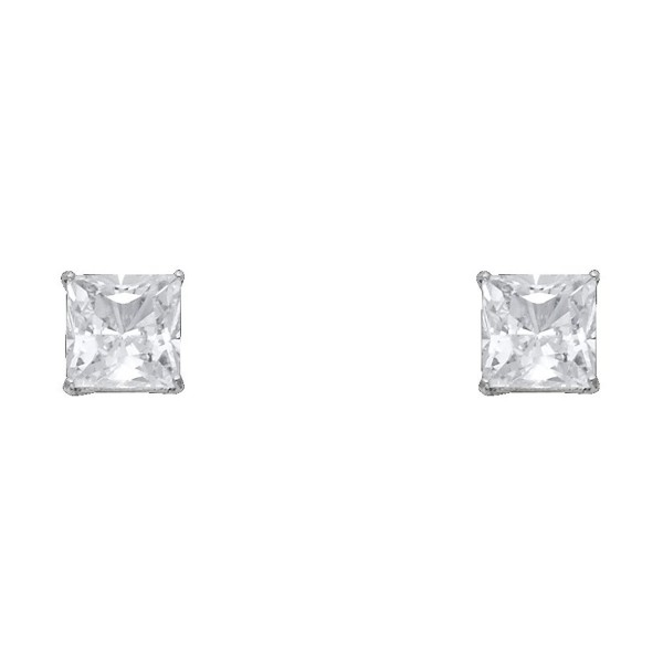 Princess Square Solitaire Basket Earrings