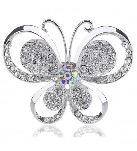 SANWOOD Bridal Crystal Butterfly Breastpin