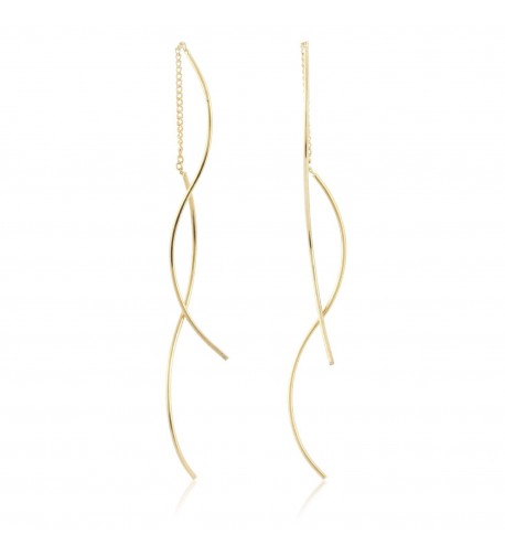 Bended Twisted Linear Threader Earrings