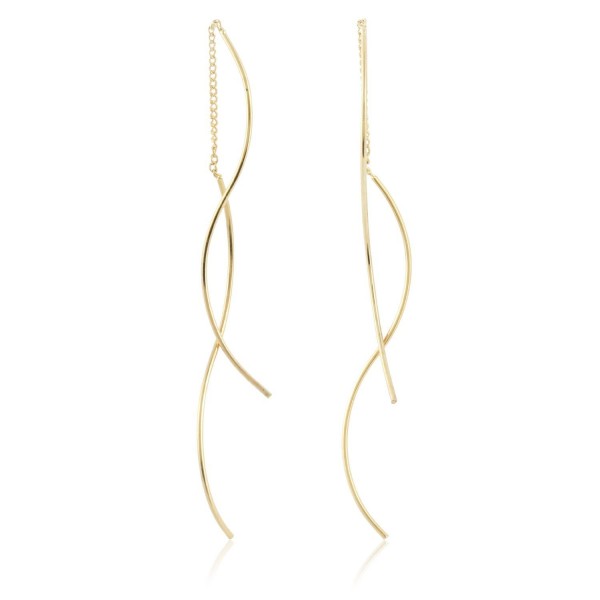 Bended Twisted Linear Threader Earrings