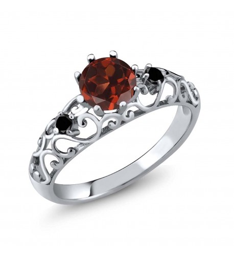 Sterling Silver Genuine Garnet Diamond