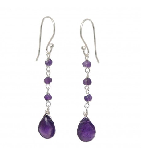 NOVICA Sterling Amethyst Teardrop Waterfall