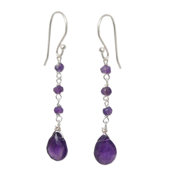 NOVICA Sterling Amethyst Teardrop Waterfall