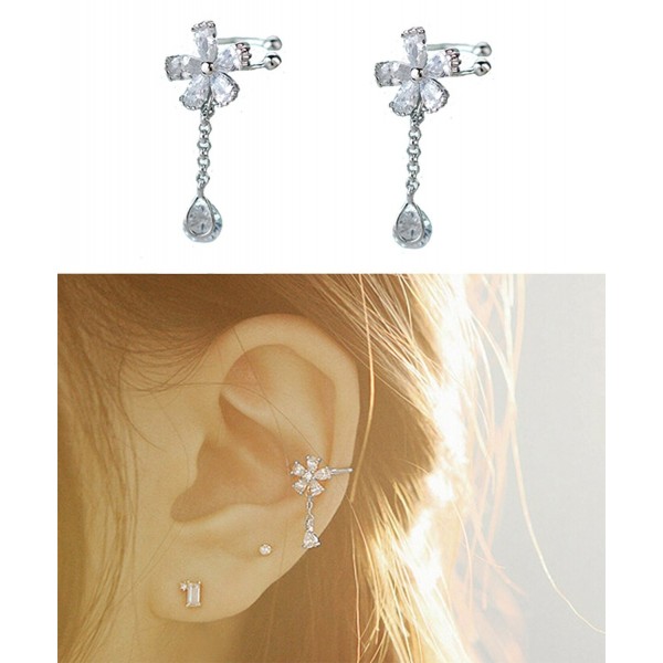 Sterling Silver Piercing Earrings Flower