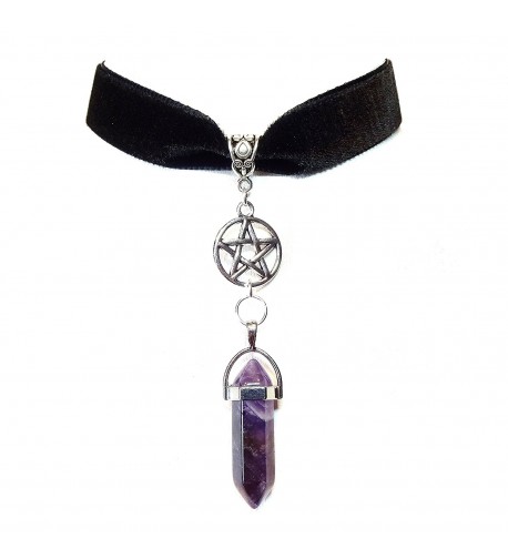 Black Velvet Pentagram Gemstone Necklace