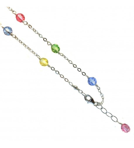 Faceted Multi color Crystal Bracelet Sterling
