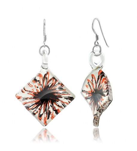 Sterling Silver Painted Murano Earrings