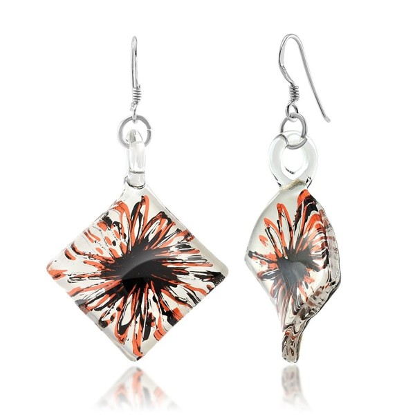 Sterling Silver Painted Murano Earrings