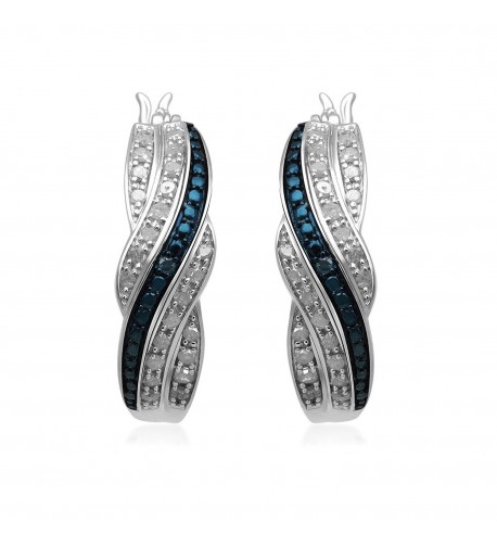 Jewelili Sterling Silver Diamond Earrings