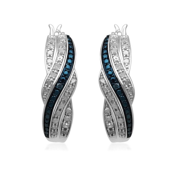 Jewelili Sterling Silver Diamond Earrings