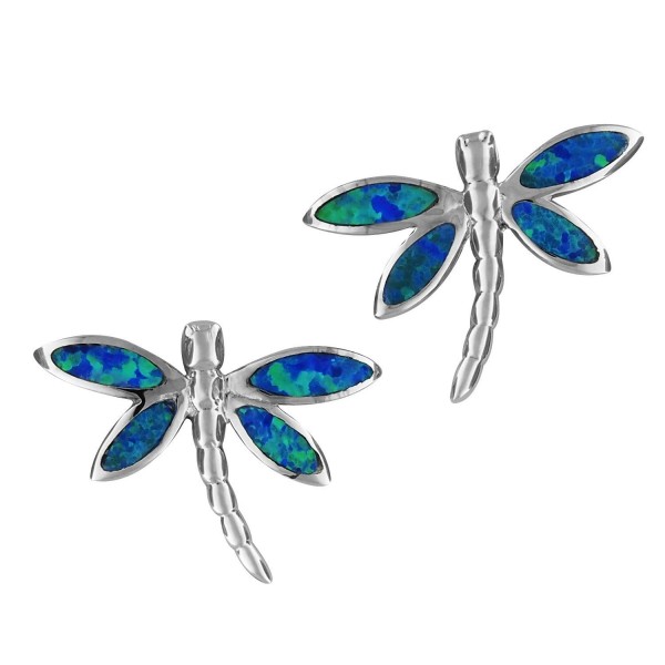 Sterling Silver Synthetic Dragonfly Earrings