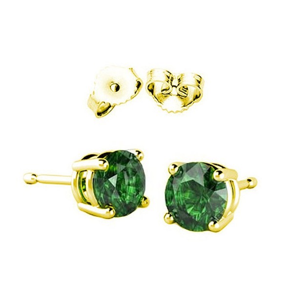 Solitaire Earring Simulated Emerald Sterling