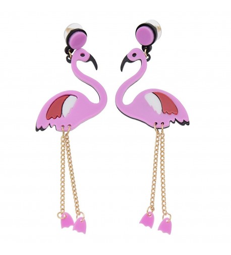 Acrylic Flamingo Dangle Earring Handmade